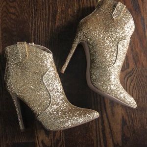 Gold sparkly booties